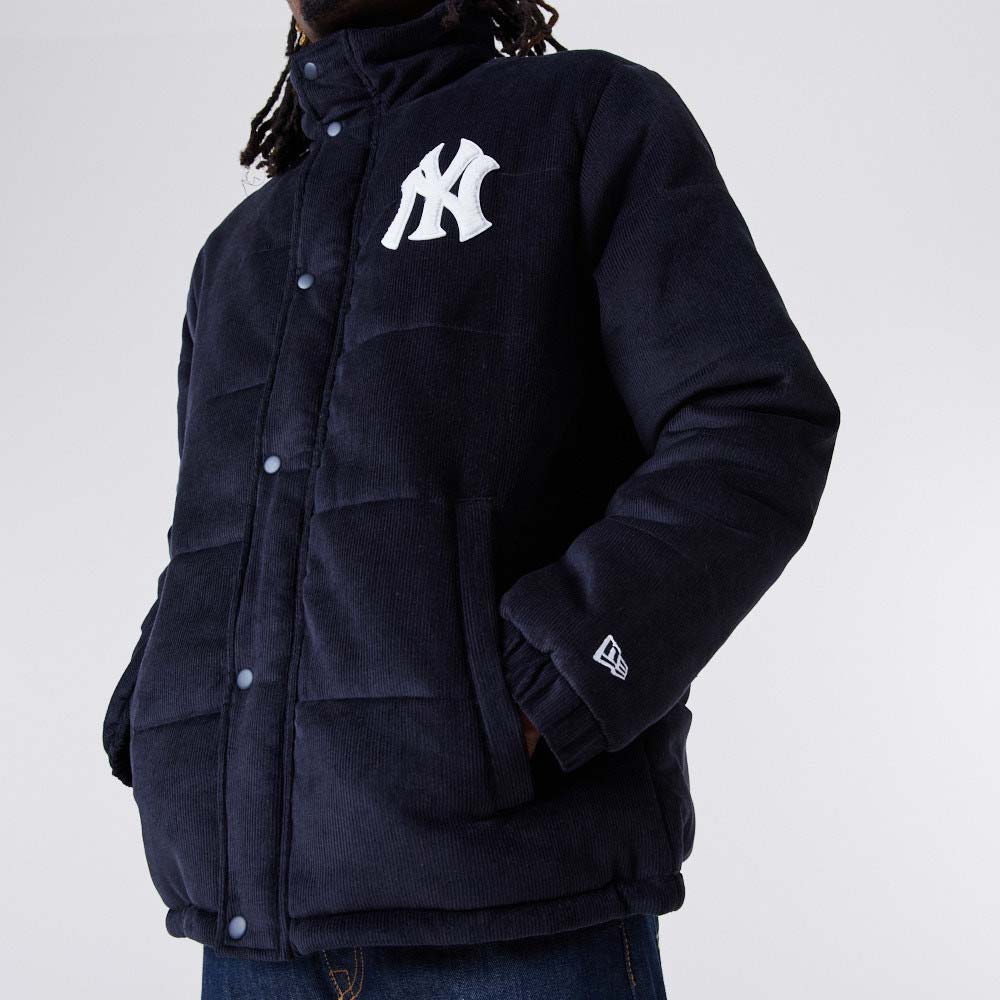 MLB Cord Puffer Jacket New York Yankees Navy/White - LOKK