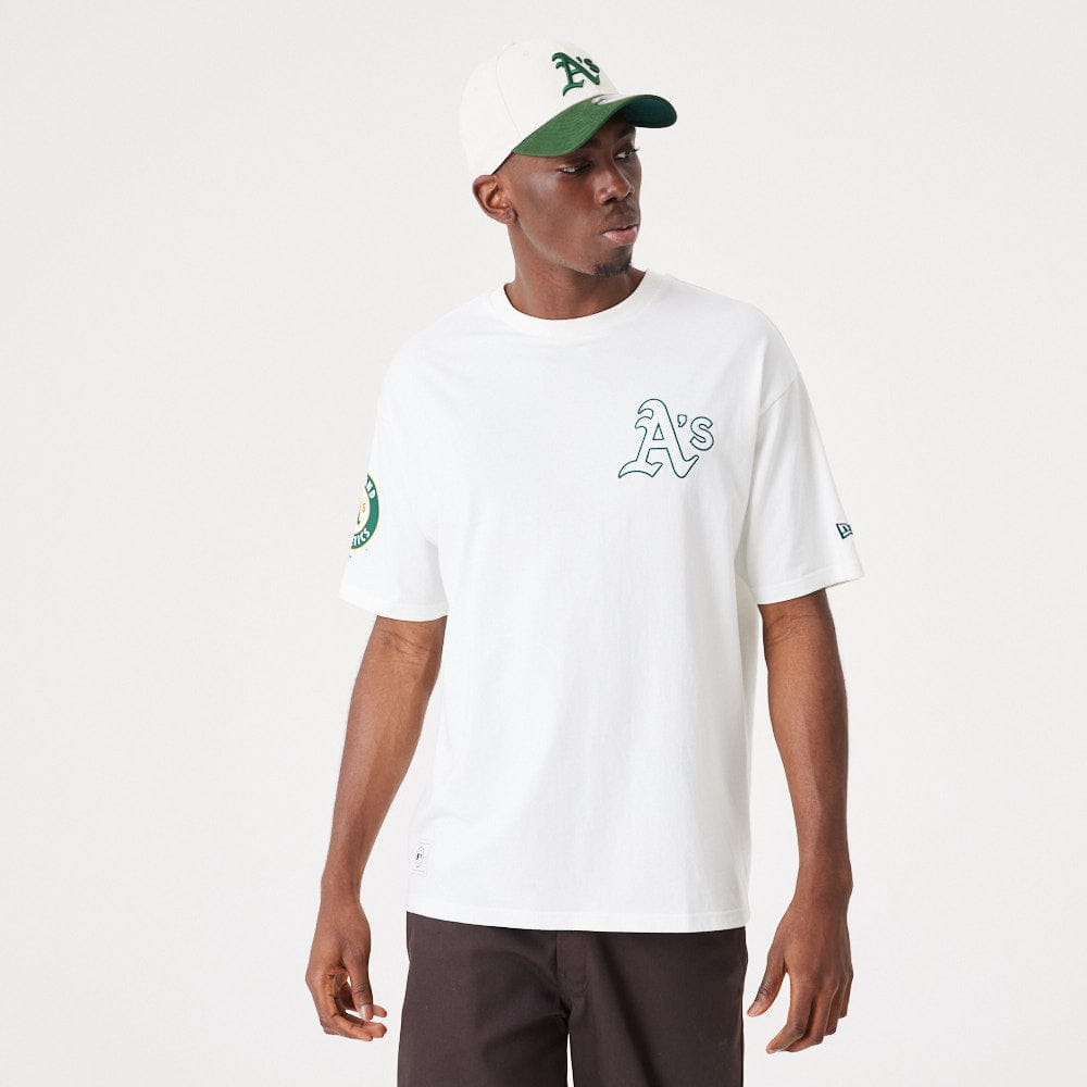 Heritage Back Print Oversize Tee Oakland Athletics  White/Dark Green - LOKK