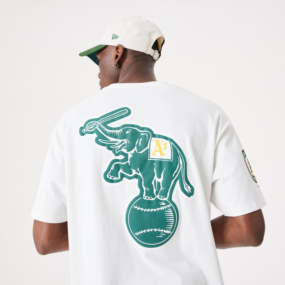Heritage Back Print Oversize Tee Oakland Athletics  White/Dark Green - LOKK