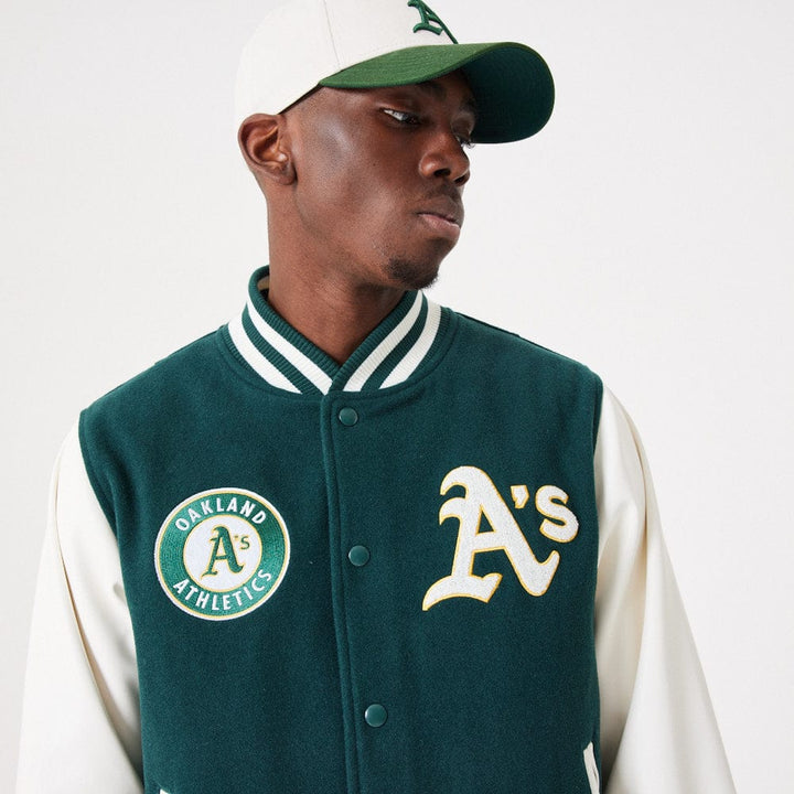Heritage Varsity Jacket Oakland Athletic  Dark Green/White - LOKK