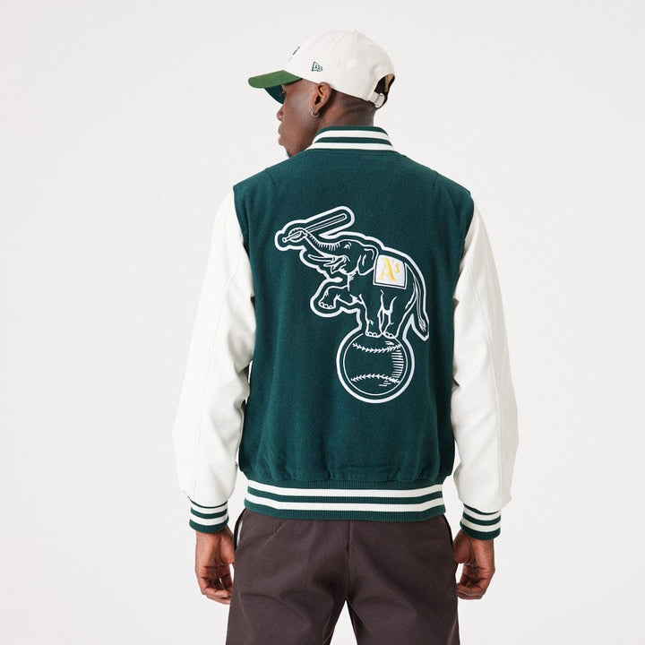 Heritage Varsity Jacket Oakland Athletic  Dark Green/White - LOKK