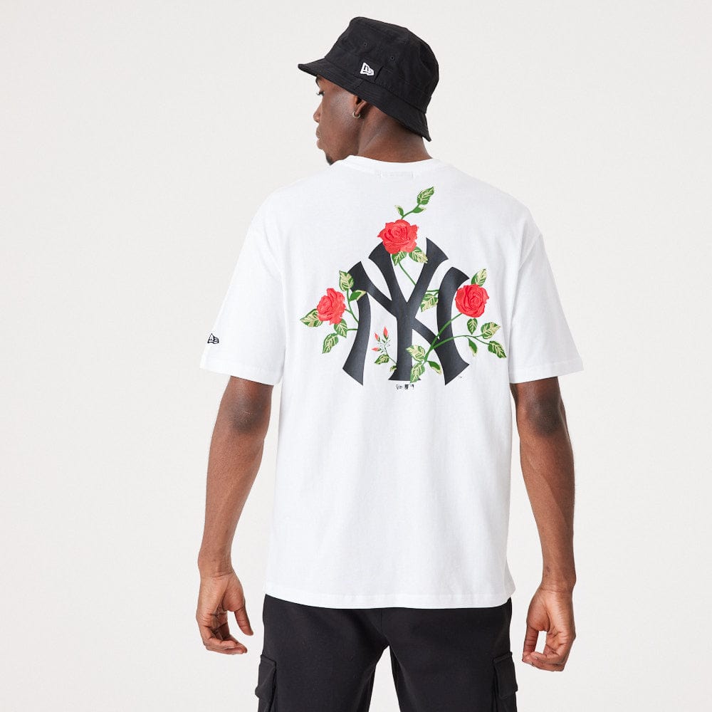 MLB Floral Graphic Oversize Tee New York Yankees  White/Black - LOKK