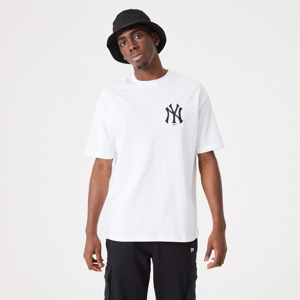 MLB Floral Graphic Oversize Tee New York Yankees  White/Black - LOKK