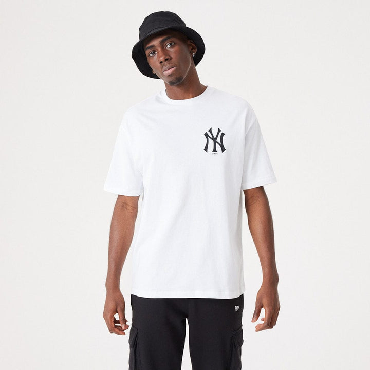 MLB Floral Graphic Oversize Tee New York Yankees  White/Black - LOKK