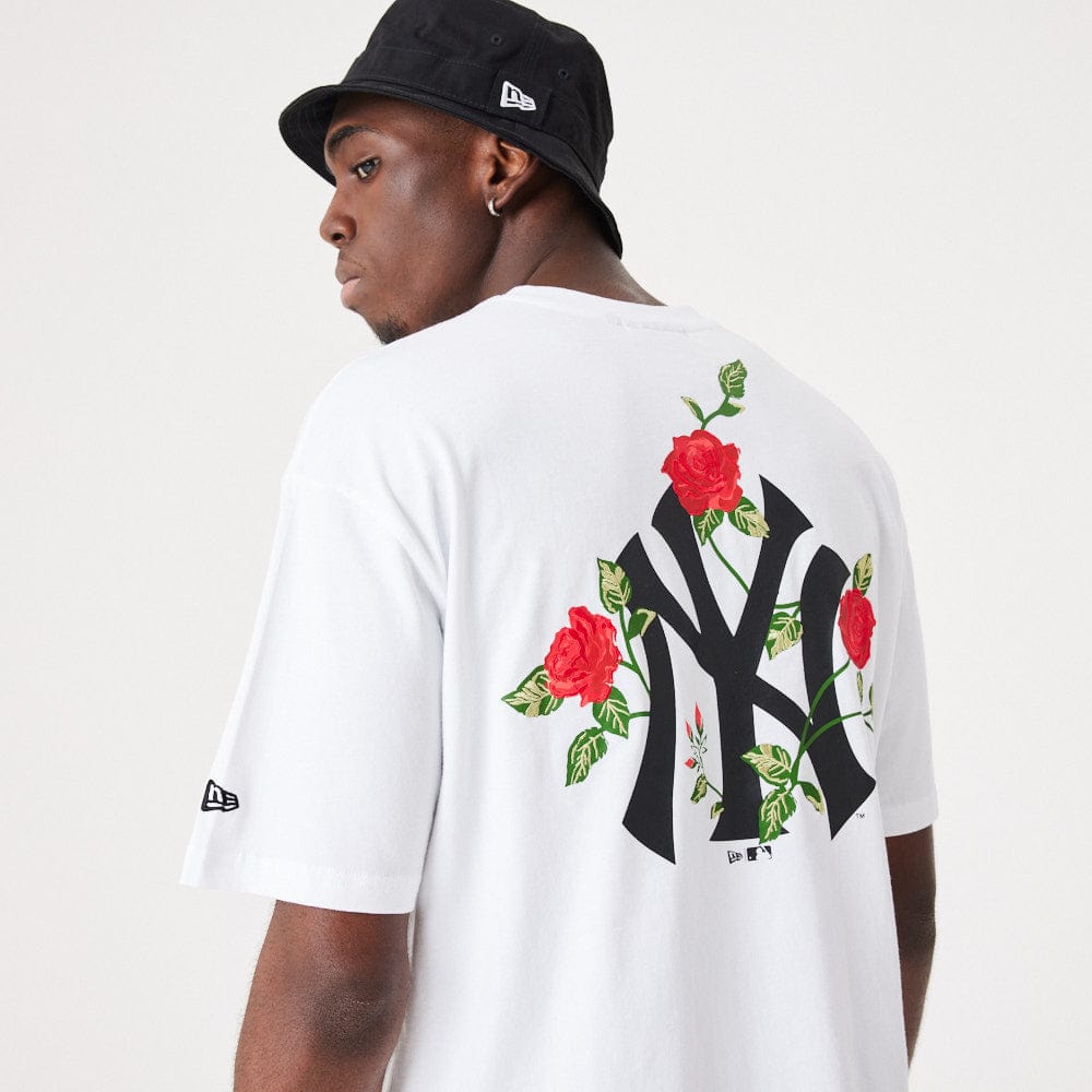 MLB Floral Graphic Oversize Tee New York Yankees  White/Black - LOKK