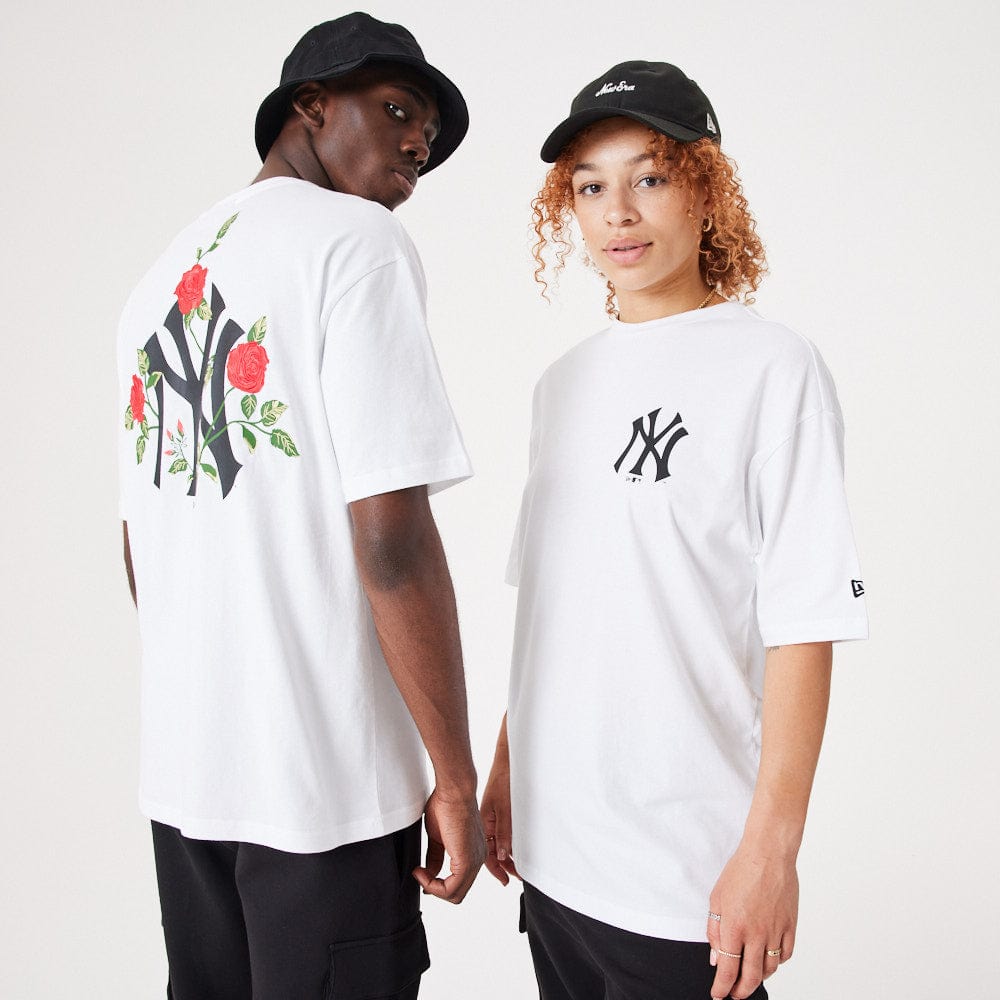 MLB Floral Graphic Oversize Tee New York Yankees  White/Black - LOKK