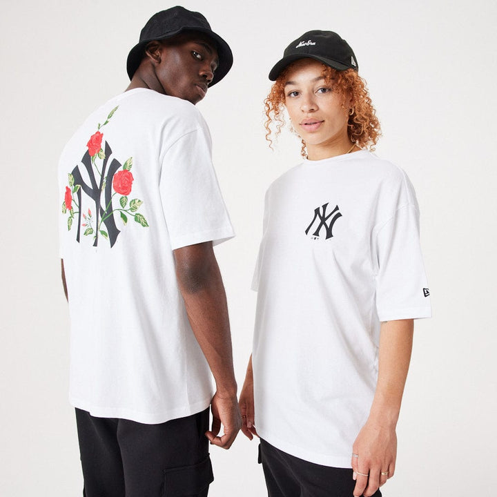 MLB Floral Graphic Oversize Tee New York Yankees  White/Black - LOKK