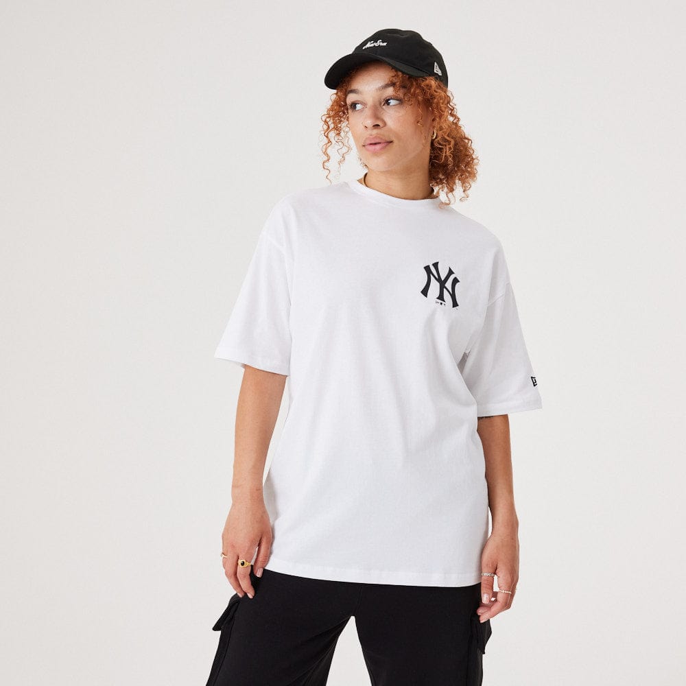MLB Floral Graphic Oversize Tee New York Yankees  White/Black