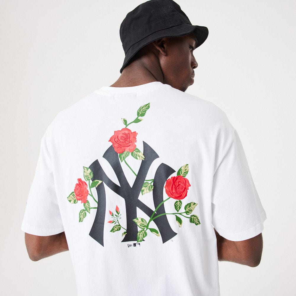 MLB Floral Graphic Oversize Tee New York Yankees  White/Black - LOKK
