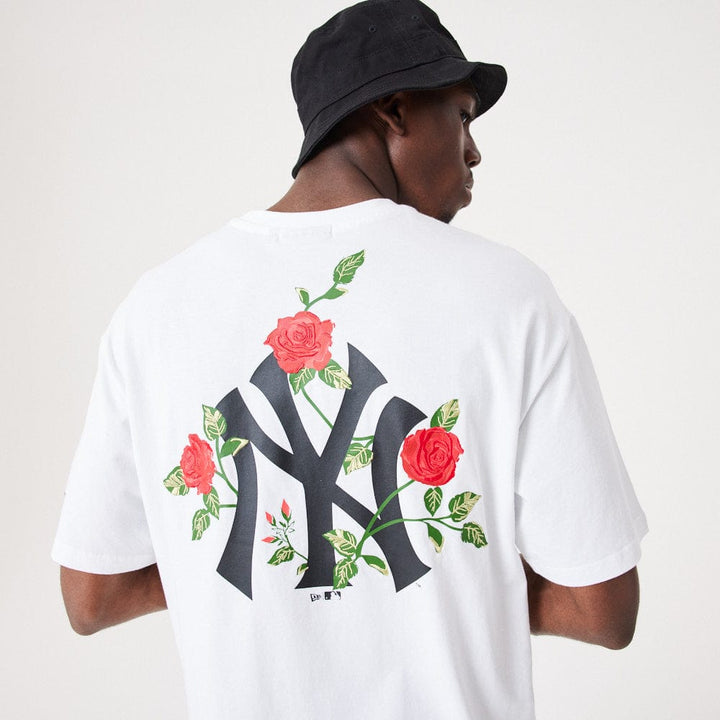 MLB Floral Graphic Oversize Tee New York Yankees  White/Black - LOKK