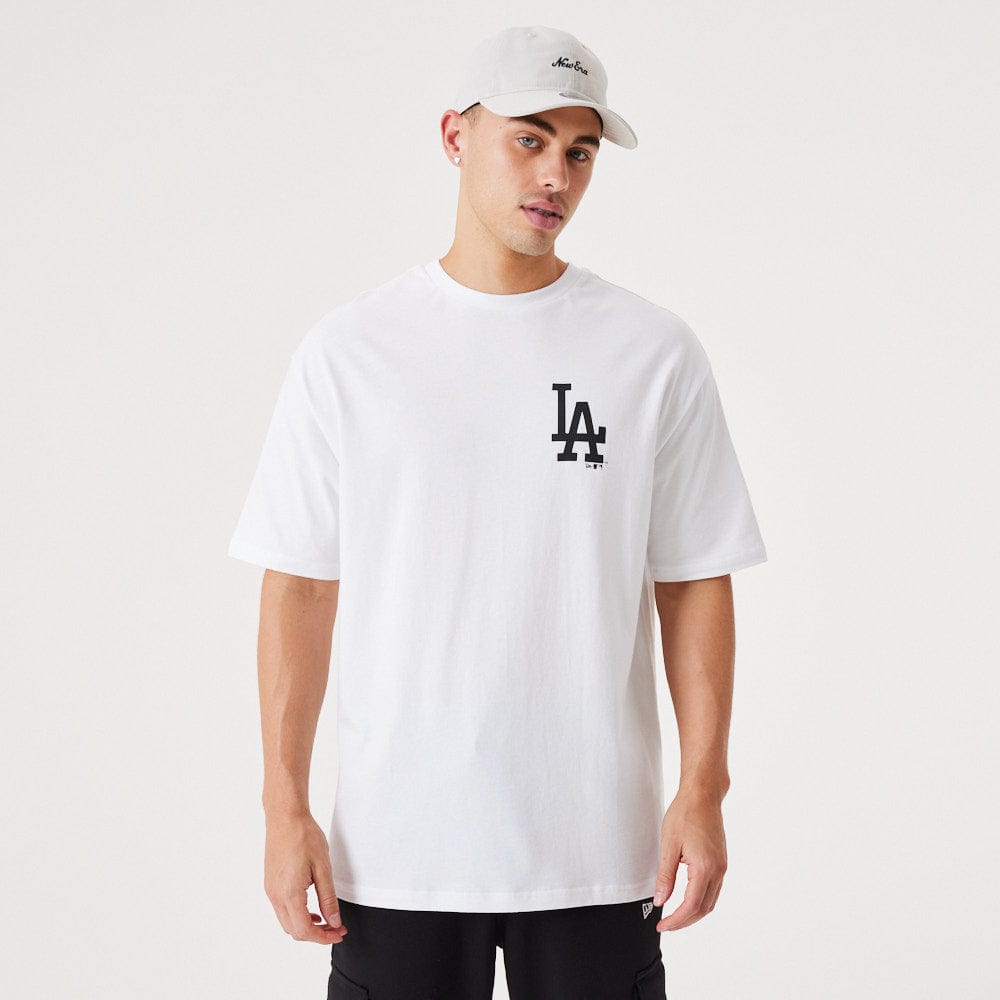 MLB Floral Graphic Oversize Tee Los Angeles Dodgers  White/Black - LOKK