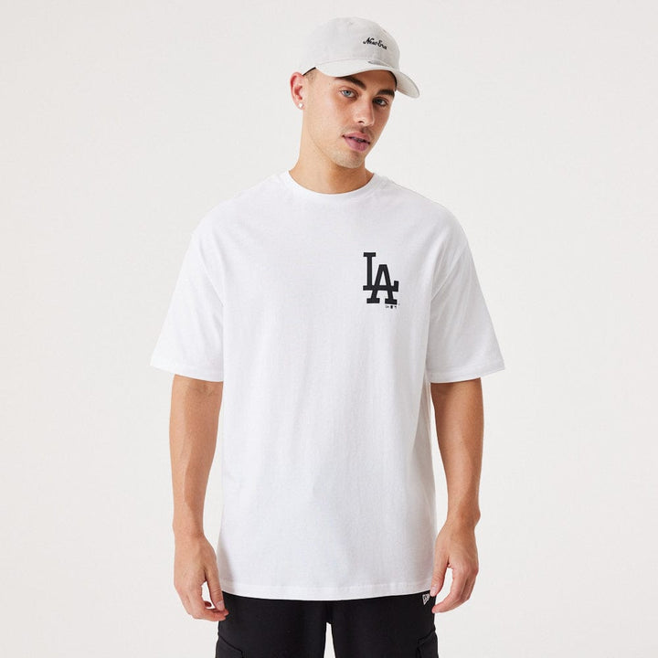 MLB Floral Graphic Oversize Tee Los Angeles Dodgers  White/Black - LOKK