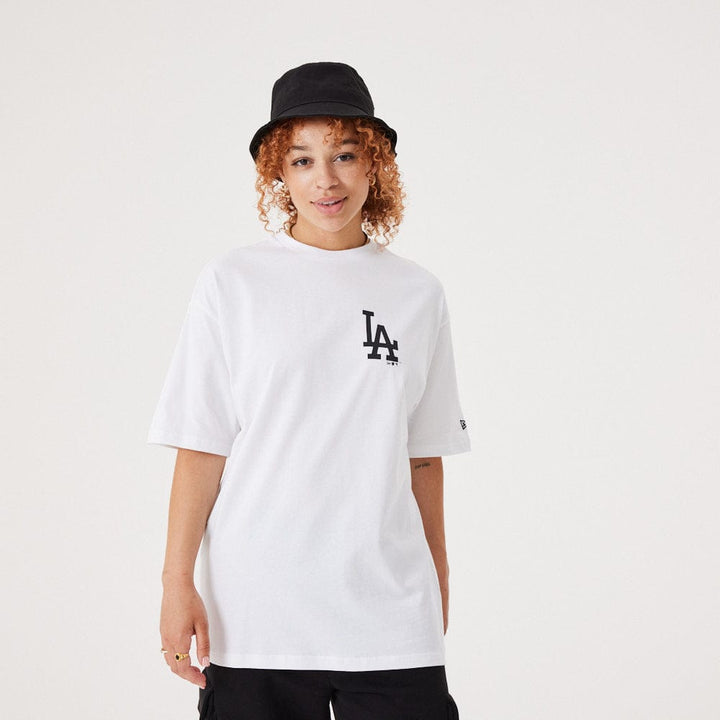 MLB Floral Graphic Oversize Tee Los Angeles Dodgers  White/Black - LOKK