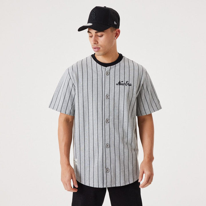 New Orleans Saints Pinstripe Jersey Era  Heather Grey/Black - LOKK