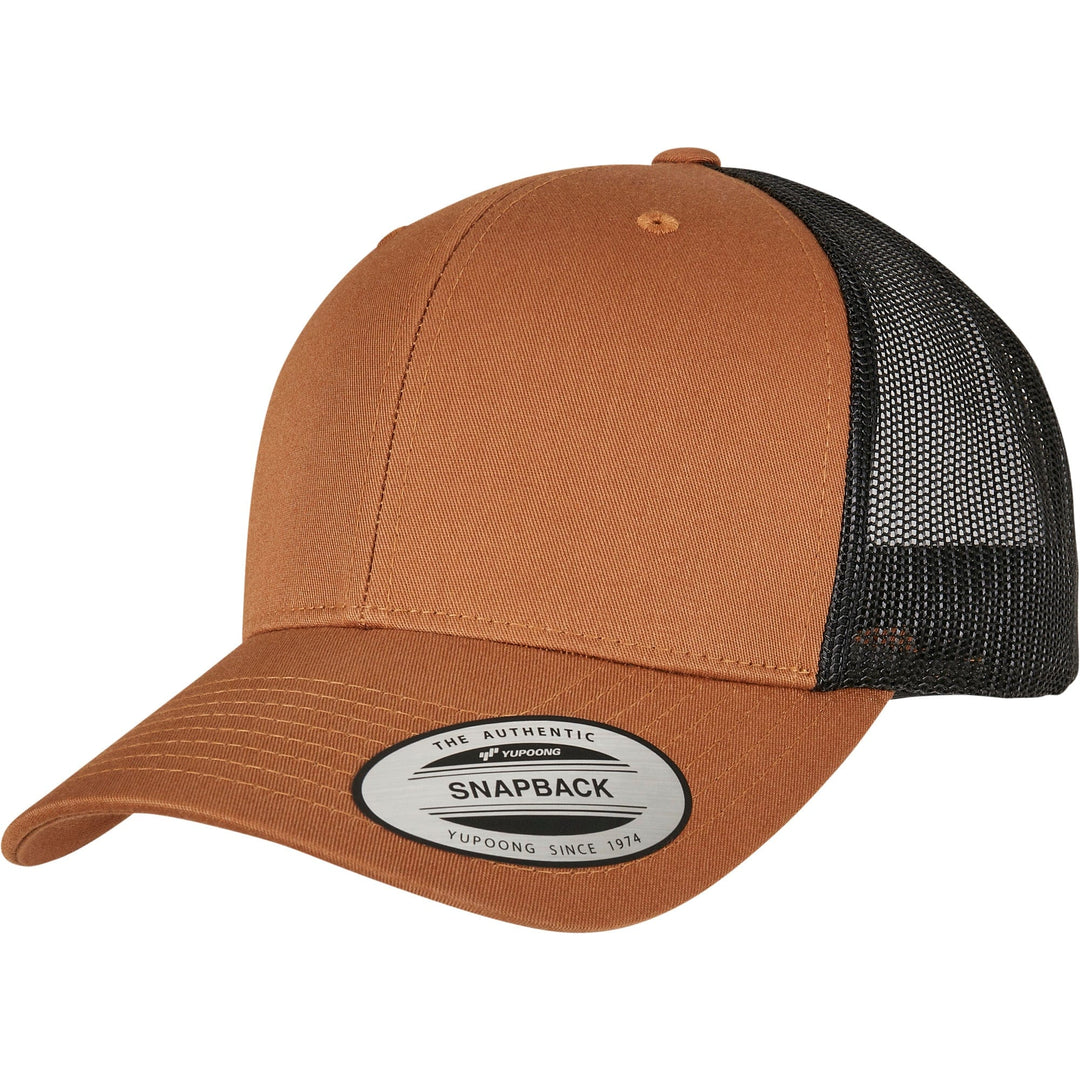 Coyote Brown Trucker Cap w/ Black Mesh Retro - Yupoong 6606T - LOKK