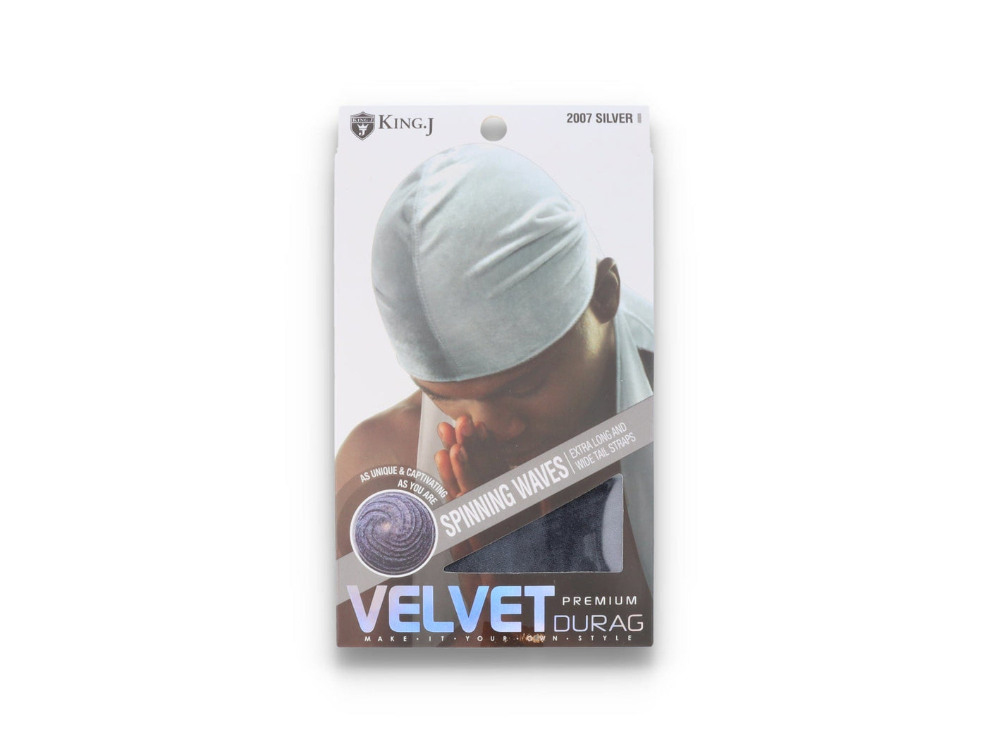 King J Premium Velvet Durag Silver – LOKK