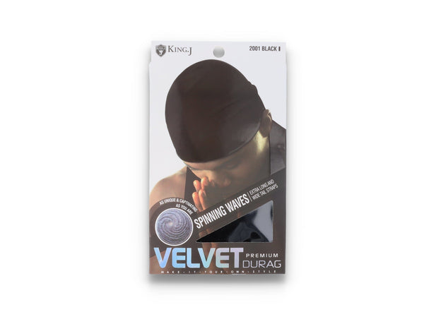 King J Premium Velvet Durag Black - LOKK