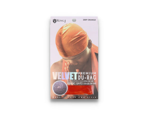 King J Premium Velvet Durag Orange - LOKK