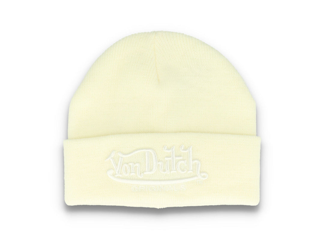 Von Dutch Cuff Beanie Flint White - LOKK