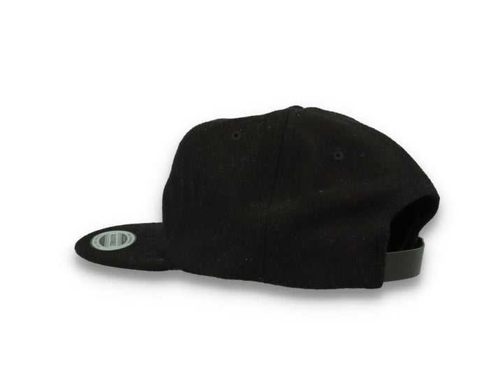 Yupoong Melton Wool Unstructured 5-Panel Cap with Leather Adjuster 6502MC Black - LOKK