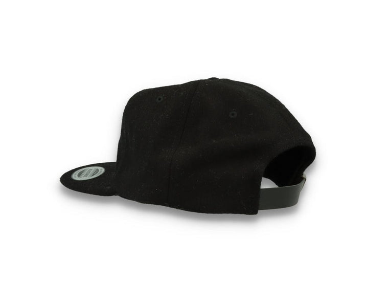 Yupoong Melton Wool Unstructured 5-Panel Cap with Leather Adjuster 6502MC Black - LOKK
