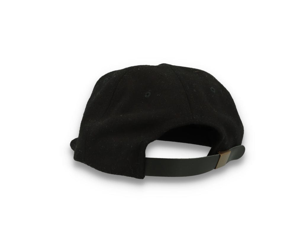 Yupoong Melton Wool Unstructured 5-Panel Cap with Leather Adjuster 6502MC Black - LOKK