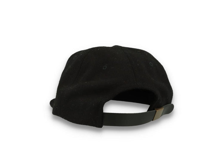 Yupoong Melton Wool Unstructured 5-Panel Cap with Leather Adjuster 6502MC Black - LOKK