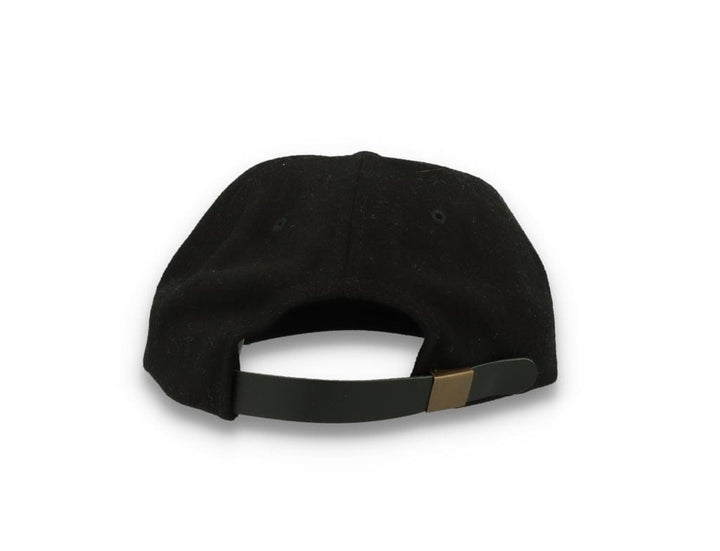 Yupoong Melton Wool Unstructured 5-Panel Cap with Leather Adjuster 6502MC Black - LOKK
