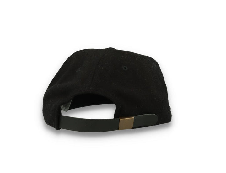Yupoong Melton Wool Unstructured 5-Panel Cap with Leather Adjuster 6502MC Black - LOKK