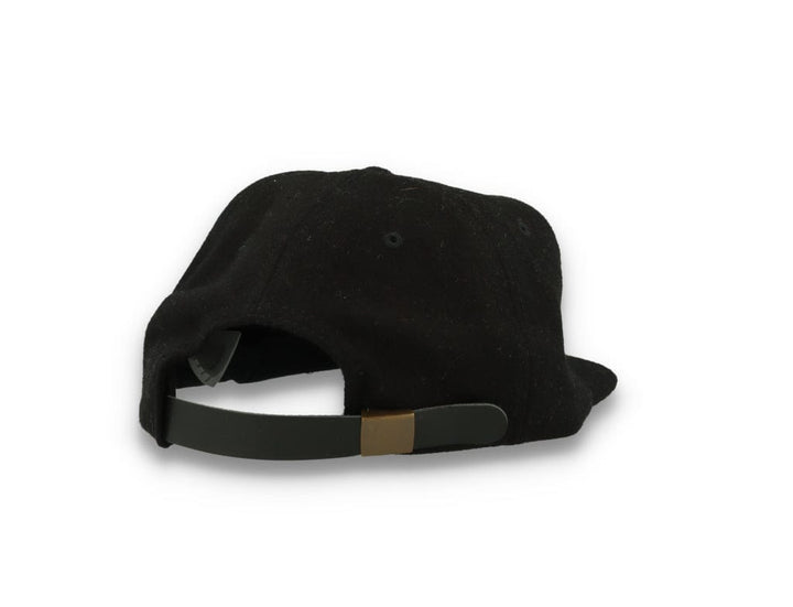 Yupoong Melton Wool Unstructured 5-Panel Cap with Leather Adjuster 6502MC Black - LOKK