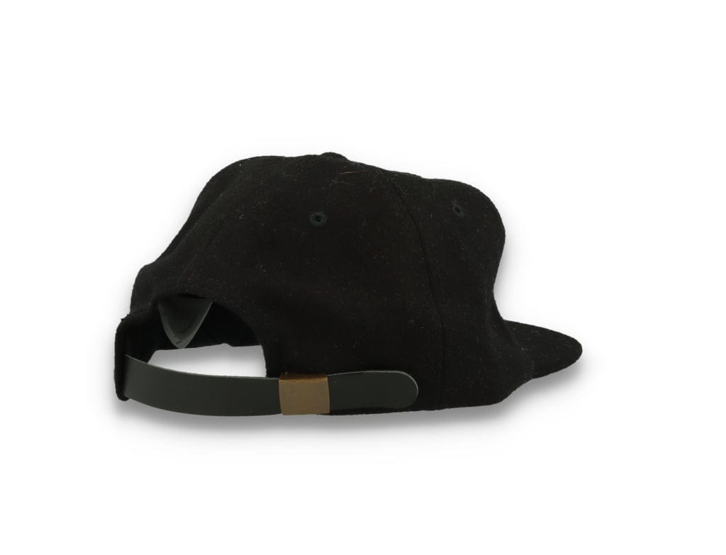 Yupoong Melton Wool Unstructured 5-Panel Cap with Leather Adjuster 6502MC Black - LOKK