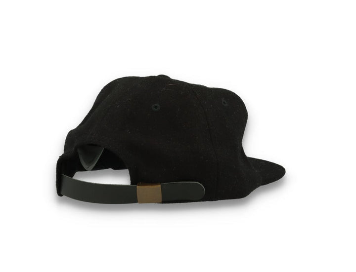 Yupoong Melton Wool Unstructured 5-Panel Cap with Leather Adjuster 6502MC Black - LOKK