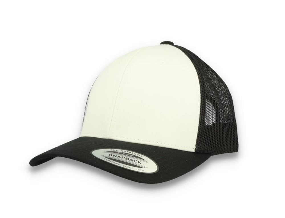Black/White Trucker Cap White Front/Black Mesh Retro - Yupoong 6606CF - LOKK