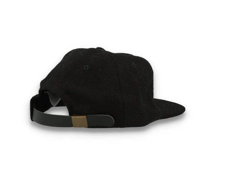 Yupoong Melton Wool Unstructured 5-Panel Cap with Leather Adjuster 6502MC Black - LOKK