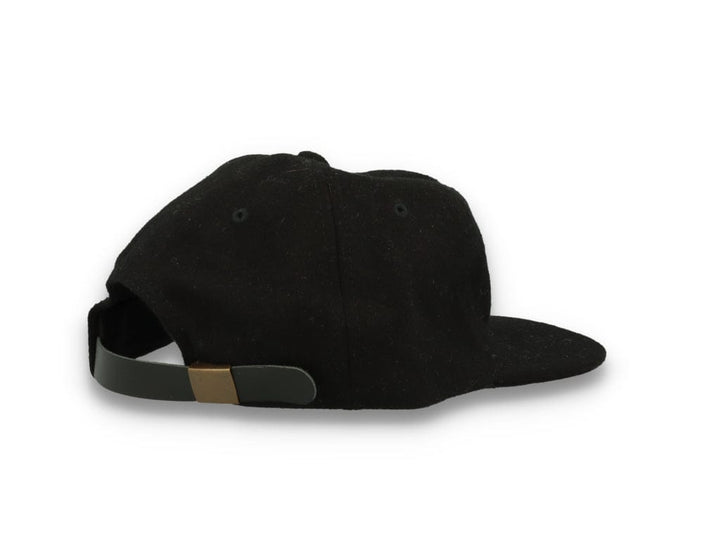 Yupoong Melton Wool Unstructured 5-Panel Cap with Leather Adjuster 6502MC Black - LOKK