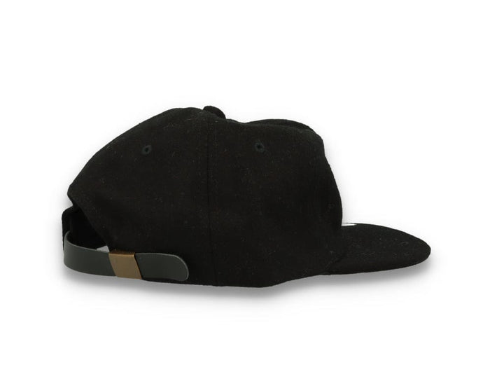 Yupoong Melton Wool Unstructured 5-Panel Cap with Leather Adjuster 6502MC Black - LOKK