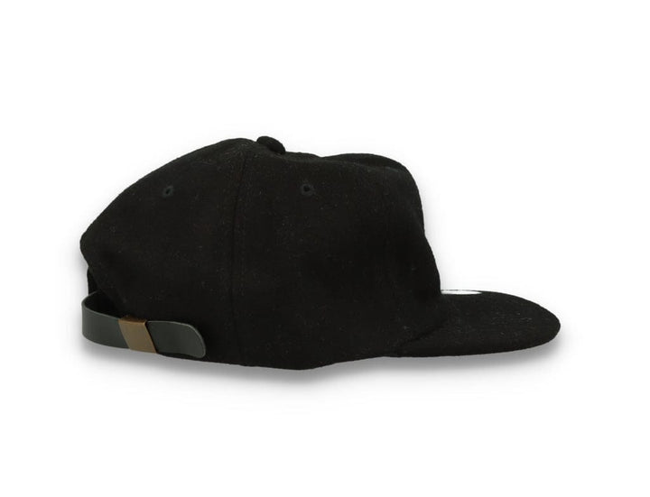Yupoong Melton Wool Unstructured 5-Panel Cap with Leather Adjuster 6502MC Black - LOKK