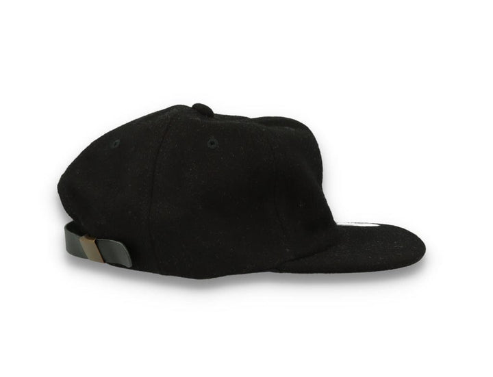 Yupoong Melton Wool Unstructured 5-Panel Cap with Leather Adjuster 6502MC Black - LOKK