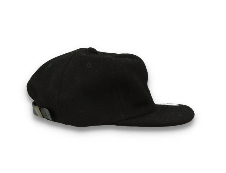 Yupoong Melton Wool Unstructured 5-Panel Cap with Leather Adjuster 6502MC Black - LOKK