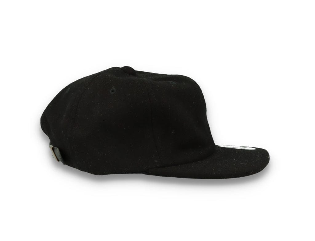 Yupoong Melton Wool Unstructured 5-Panel Cap with Leather Adjuster 6502MC Black - LOKK