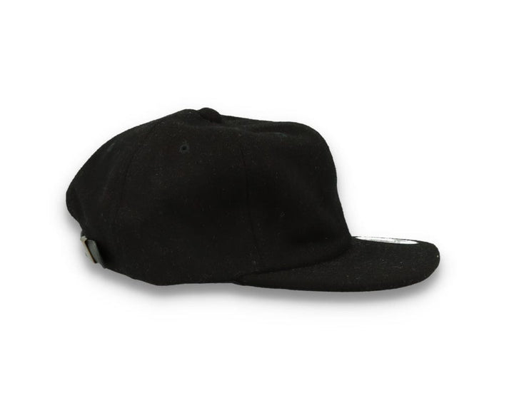 Yupoong Melton Wool Unstructured 5-Panel Cap with Leather Adjuster 6502MC Black - LOKK