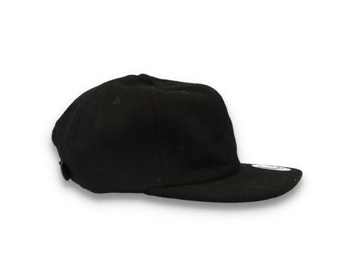 Yupoong Melton Wool Unstructured 5-Panel Cap with Leather Adjuster 6502MC Black - LOKK
