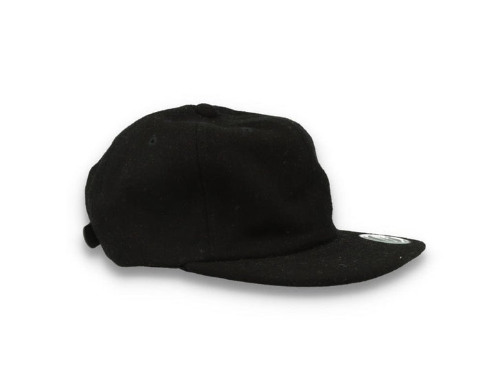 Yupoong Melton Wool Unstructured 5-Panel Cap with Leather Adjuster 6502MC Black - LOKK