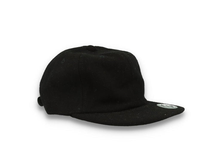 Yupoong Melton Wool Unstructured 5-Panel Cap with Leather Adjuster 6502MC Black - LOKK