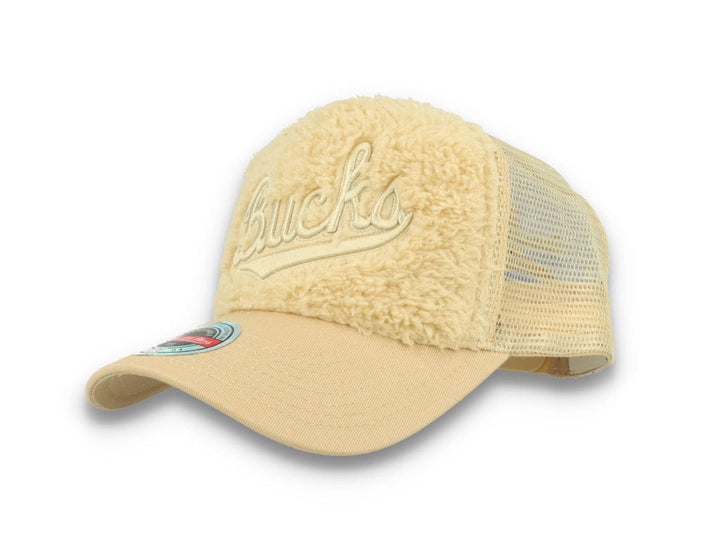 Trucker Cap NBA Sherpa Trucker Milwaukee Bucks Off White - LOKK