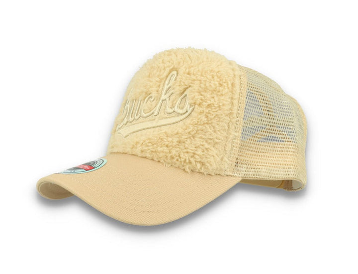 Trucker Cap NBA Sherpa Trucker Milwaukee Bucks Off White - LOKK