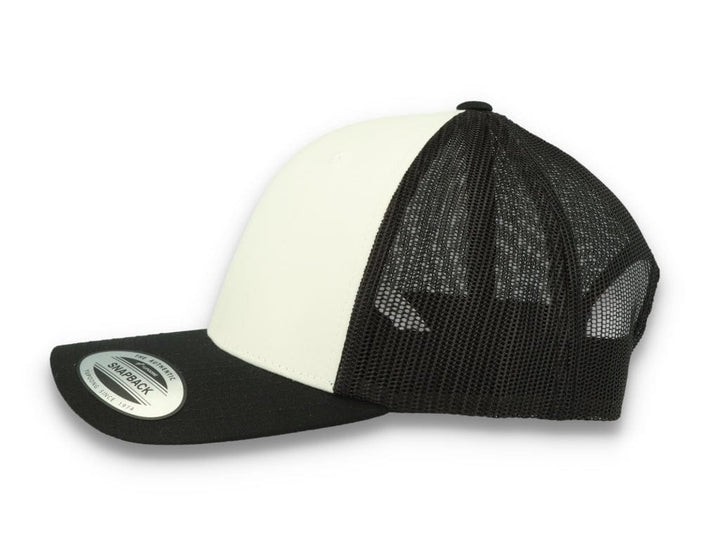 Black/White Trucker Cap White Front/Black Mesh Retro - Yupoong 6606CF - LOKK