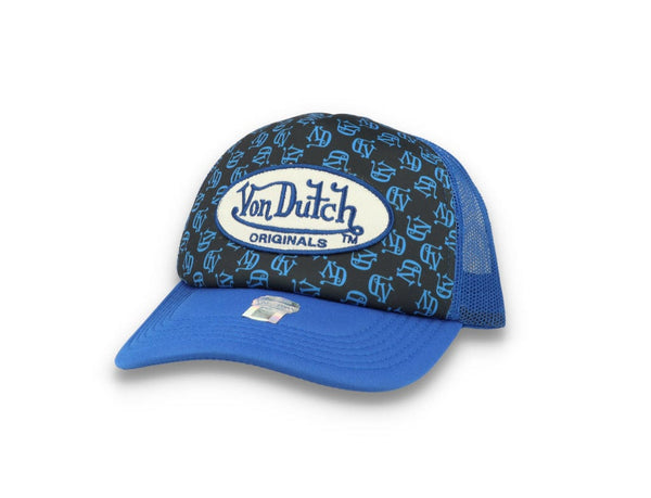 Von Dutch Trucker Cap Tampa Foam All Over Print Black/Blue - LOKK