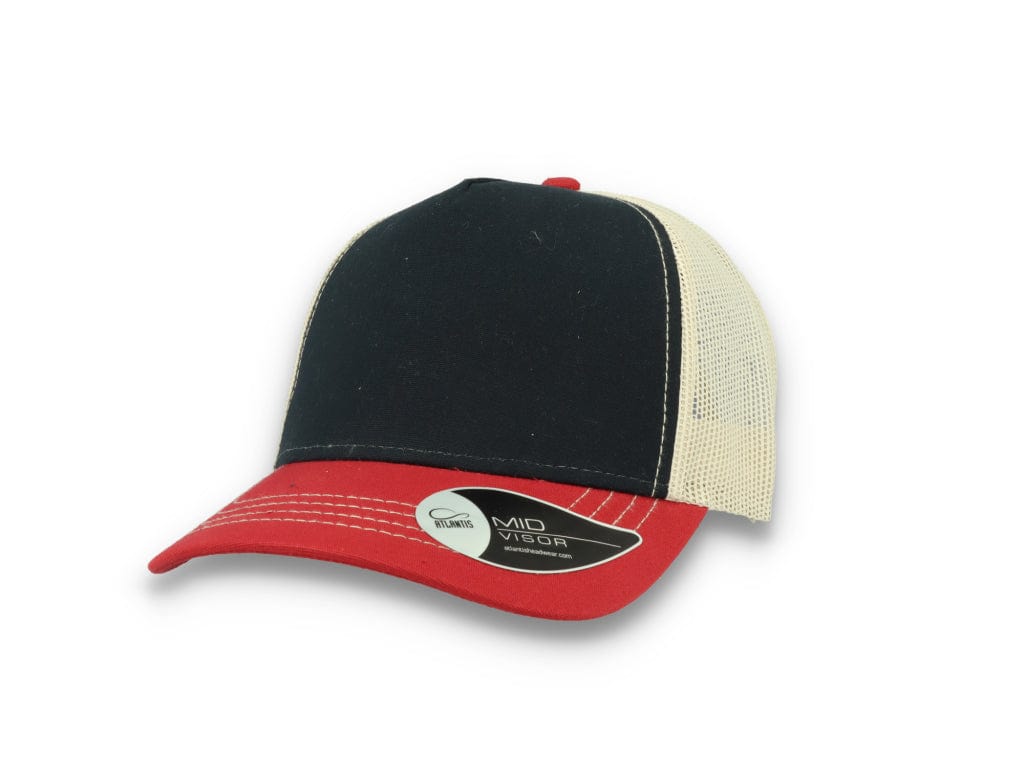Trucker Cap Navy/Burgundy/Beige Atlantis Rapper Canvas - LOKK