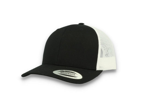 Black Trucker Cap w/ White Mesh Retro - Yupoong 6606T - LOKK